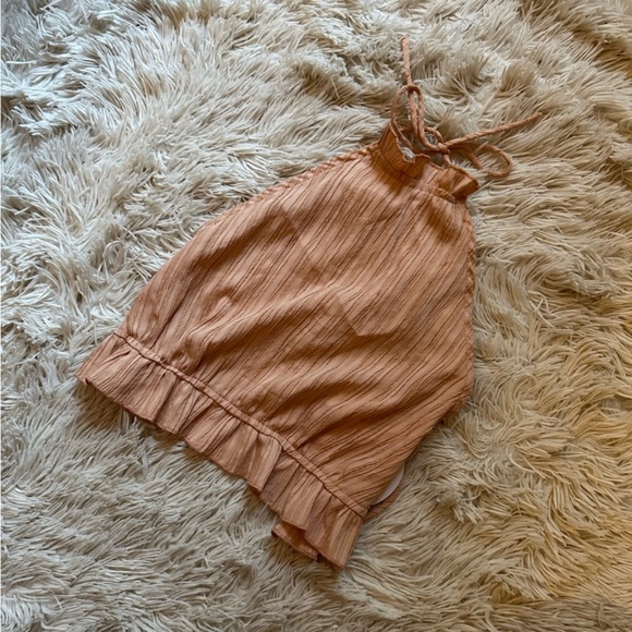 Tops - Ruffled Halter Top in Peach